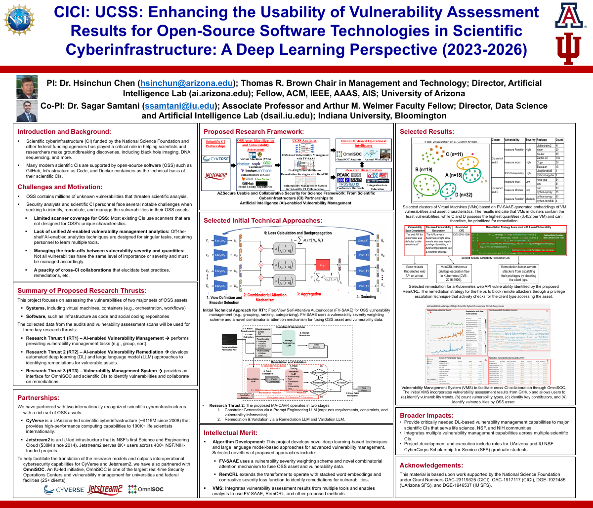 Enhancing the Usability of Vulnerability Assessment Results for Open-Source Software Technologies in Scientific Cyberinfrastructure: A Deep Learning Perspective (2023-2026)