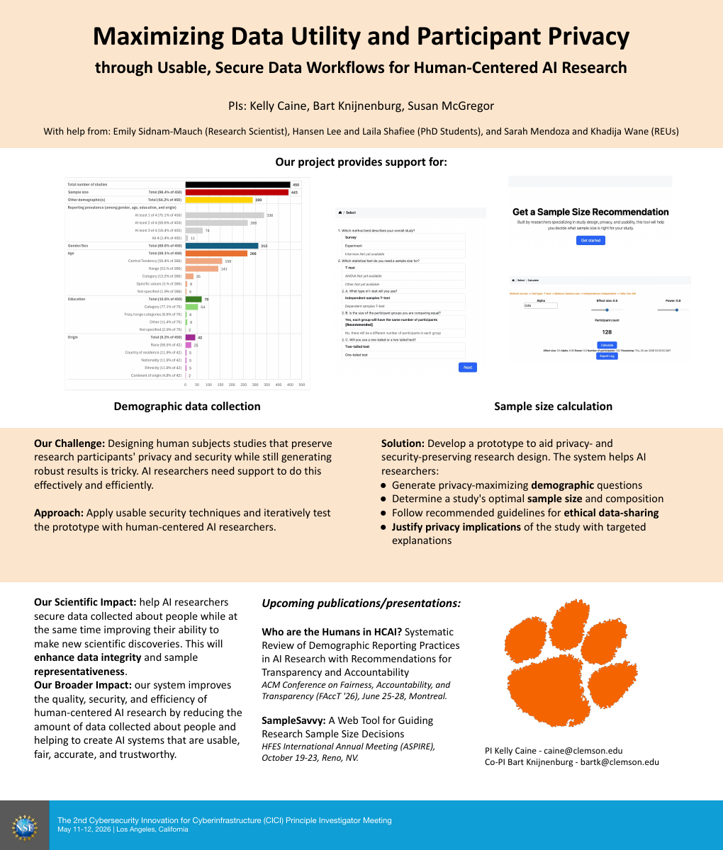 Maximizing Data Utility and Participant Privacy through Usable, Secure Data Workflows for Human-Centered AI Research