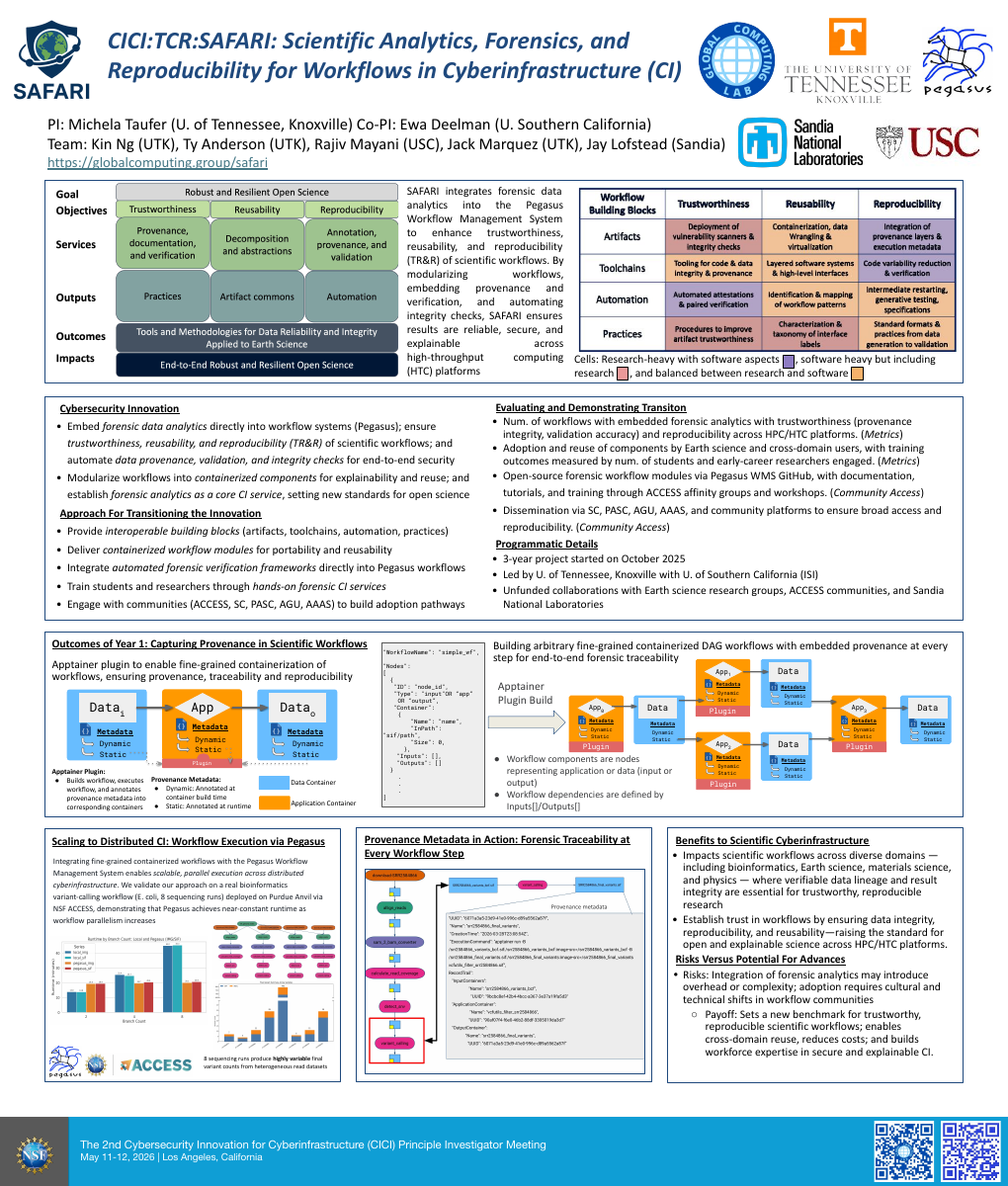 SAFARI: Scientific Analytics, Forensics, and Reproducibility for Workflows in Cyberinfrastructure
